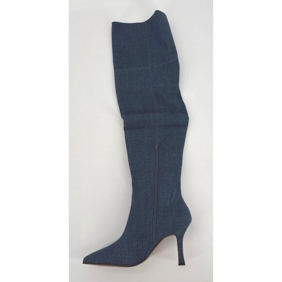 Lisa Vicky Over The Knee Boots Ave Dark Blue Denim Size 9.5 New Awesome - Picture 9 of 13
